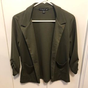 Living Doll Olive Green Quarter Sleeve Blazer Sz L